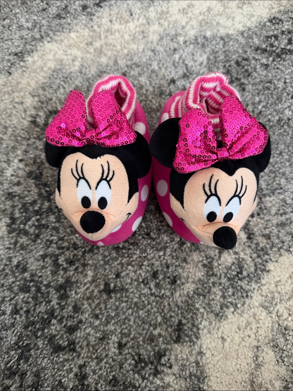 Minnie Mouse Pink Polka Dot Toddler Slippers